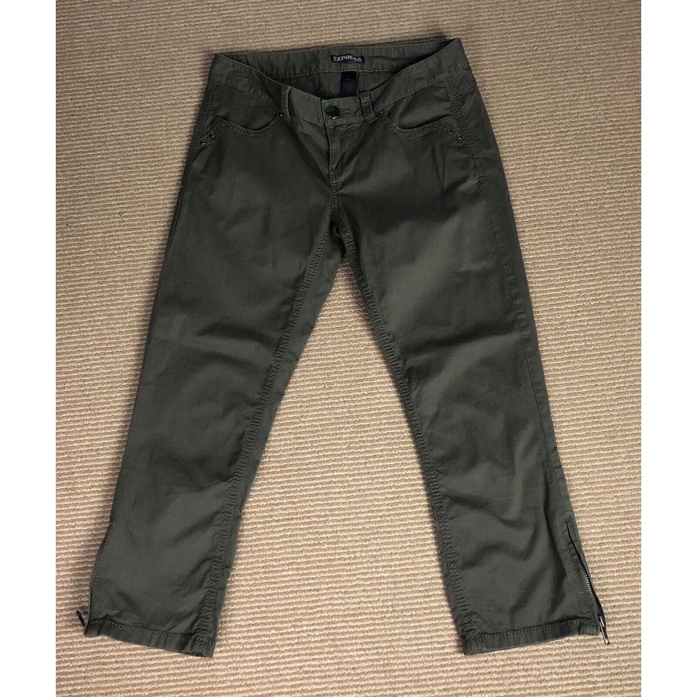 Express Size‎ 0 Ankle Legging Green Stretch Pants  Side Zip Leg